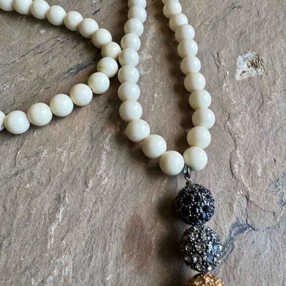 Stella & Dot Beaded Tassel Necklace — Pave Ball Detail - Picture 4 of 5